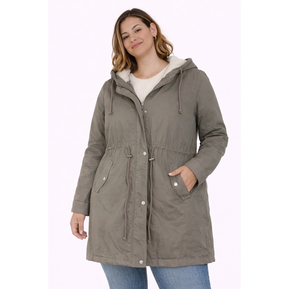 Skies Are Blue Jackets & Blazers - Skies Are Blue Parka Jacket Women Large Gray Faux Shearling Lined Hooded Utility